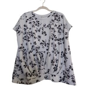 Como Blu Blouse Women 2X Beige Grey Floral Sleeveless Crochet Shoulder‎ Pleated